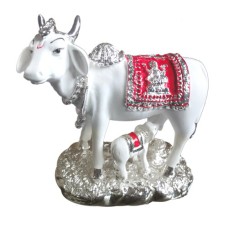 Kamdhenu Cow With Calf-T(Silver Plated)